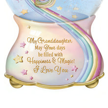 Load image into Gallery viewer, The Bradford Exchange Granddaughter You Are Magical Unicorn Glitter Globe Heirloom Porcelain® Handcrafted Hand-Painted and Plays 'Beautiful Dreamer' Melody and 22-Carat Gold Accents A Perfect Gift for Granddaughters Collectible Keepsake 6-inches - RCE Global Solutions