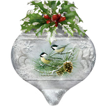 Load image into Gallery viewer, The Bradford Exchange Winter Wildlife Ornament Collection Issue #1 Winter Pair and Chickadees and Pinecones Handcrafted Glass Ornaments with Frosted Finish, LED Illumination & Festive Accents Christmas Decorations by Hautman Brothers 4-Inches - RCE Global Solutions