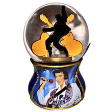 Load image into Gallery viewer, The Bradford Exchange Elvis Burning Love Glitter Globe Collection Issue #6 “Heartbreak Hotel” Musical Snow Globe with Elvis Silhouette and Artwork by Nate Giorgio 6-inches