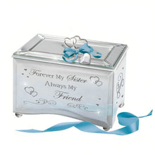 Load image into Gallery viewer, The Bradford Exchange Forever My Sister Always My Friend Mirrored Music Box Unique Musical Treasure with Beveled Edges Elegantly Etched Scroll and Heart Designs Loving Message Heart-Shaped Charm for Personalization Plays Always in My Heart 4" W - RCE Global Solutions