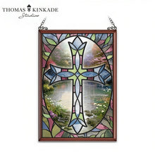 Load image into Gallery viewer, The Bradford Exchange Thomas Kinkade "Crosses" Suncatcher Collection Issue #1 Stained-Glass Window Panels 14"W x 20" H - RCE Global Solutions
