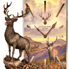 Load image into Gallery viewer, The Bradford Exchange Spirit Of The Stag Illuminated Desk Clock Handcrafted Individually Numbered with Golden Trim and Soft Illumination by Martin Ridley 9.6-inches - RCE Global Solutions