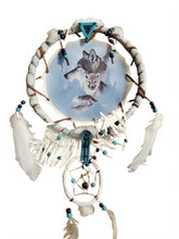 Load image into Gallery viewer, The Bradford Exchange Golden Generations Dream Guardians Native American Wolf Dreamcatcher Wall Decor Sentinels of the Spirits Collection Issue # 5 by Eddie LePage 13.5-inches - RCE Global Solutions