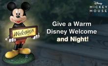 Load image into Gallery viewer, The Bradford Exchange Disney Mickey Mouse Fully Sculpted Solar Powered Outdoor Welcome Sign With Built in Light Sensing Solar Panel UV and Water Resistant 16"-Inches - RCE Global Solutions