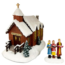 Load image into Gallery viewer, The Bradford Exchange Silent Night Thomas Kinkade Sounds of The Season Village Collection Issue #4 Hawthorne Village Division with LED Lights and Melodies Handcrafted Holiday Village Christmas Decoration Includes FREE Family Figurines - RCE Global Solutions