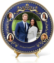 Load image into Gallery viewer, The Bradford Exchange Prince Harry & Meghan Royal Engagement Collector Plate Official Portrait Heirloom Porcelain Cobalt Blue with 22K Gold Design Commemorative Historic Event 7-inches - RCE Global Solutions