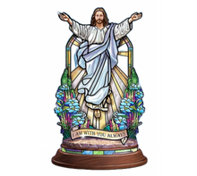 Load image into Gallery viewer, The Bradford Exchange With You Always Illuminated Stained-Glass Jesus Christ Sculpture 5"W X 8.25"H - RCE Global Solutions