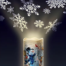 Load image into Gallery viewer, The Bradford Exchange Love Flameless Candles With Snowflake Projectors Flurries of Light Candle Collection Issue #1 Hand-Cast and Hand-Painted Miniature Landscape with Glittery Snow-Covered Forest Christmas Decoration by Dona Gelsinger 6.5-inches - RCE Global Solutions