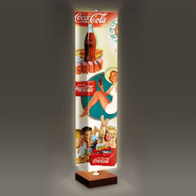 Load image into Gallery viewer, The Bradford Exchange COCA-COLA Floor Lamp Retro Summer Design Limited Edition Original Superior Quality Wrinkle-Resistant Fabric Shade Fun COCA-COLA Imagery on All Sides Sturdy Wood-Tone Base with Floor Pedal Switch Perfect Gift for COKE Fans 60-inches - RCE Global Solutions