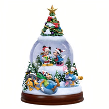 Load image into Gallery viewer, The Bradford Exchange Disney Holiday Magic Musical Snowglobe with Lights and Swirling Snow Features 6 Sculpted Characters Plays 8 Holiday Songs Handcrafted Collectible Christmas Decor 8-inches - RCE Global Solutions