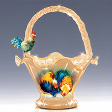 Load image into Gallery viewer, The Bradford Exchange Morning Glory Rooster Art Glass Bowl by Marcia Baldwin 7.5-inches - RCE Global Solutions