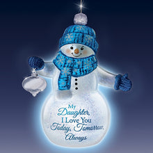 Load image into Gallery viewer, The Bradford Exchange "Snow Kissed Wishes" Illuminated Glass Ornament for Daughter Handcrafted Snowman 5.5-inches - RCE Global Solutions