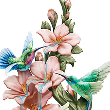 Load image into Gallery viewer, The Bradford Exchange Cascading Beauty Hummingbird Garden Sculpture Collection Issue #1 Handcrafted Resin LED-Lit Cascading Waterfall and Expertly Painted Jewel-Toned Birds Illuminated Lifelike Garden Settings 11-inches