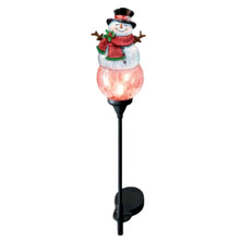 Load image into Gallery viewer, The Bradford Exchange Snowman Solar Path Light Sculpture Collection Issue #3: Merry and Bright Handcrafted Crackle Glass Christmas Outdoor Decor by Dona Gelsinger 30.5-inches