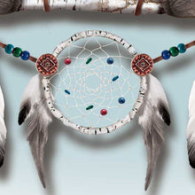 Load image into Gallery viewer, The Bradford Exchange Arctic Visions from Sentinels of the Sky Illuminating Wall Plaque Collection Dreamcatcher with Wolf Art by Cynthie Fisher 10-inches - RCE Global Solutions