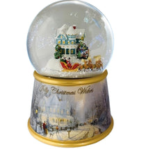 Load image into Gallery viewer, The Bradford Exchange Jolly Christmas Wishes Thomas Kinkade Holidays in Motion Snowglobe Collection Issue # 3Hand-Painted Rotating Sculptural Christmas decoration 5.75-inches