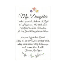 Load image into Gallery viewer, The Bradford Exchange Heart Warmers Collection "My Daughter, I Wish You" Porcelain Candleholder Lustrous Heirloom Porcelain® Keepsake with Hanging Heart "Wishes," Sparkling Jewels, and Sentimental Poem 4.5-Inches - RCE Global Solutions