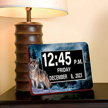 Load image into Gallery viewer, The Bradford Exchange Always Alert Wolf Art LED Clock High-Contrast LED Screen Hand-Applied Artwork with USB Charging Port and Versatile Mounting Options by Al Agnew 9.5" W x 7" H-inches - RCE Global Solutions