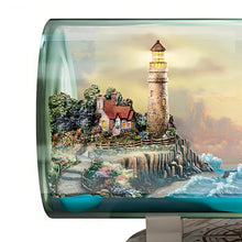 Load image into Gallery viewer, The Bradford Exchange Light of Hope Illuminated Ship-In-A-Bottle Sculpture Handcrafted Seascape Art with Illuminating Lighthouse Clear Glass Bottle and Compass Base by Thomas Kinkade 8.75" L x 5.5" H x 4.75" D - RCE Global Solutions