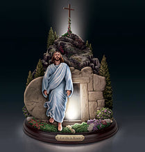 Load image into Gallery viewer, The Bradford Exchange Thomas Kinkade Studios He Is Risen Sculpture Jesus Christ's Resurrection Hand-painted & Handcrafted with Realistic Stone-like Texture Illuminated Decor 10-inches