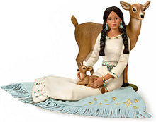Load image into Gallery viewer, The Ashton-Drake Galleries Dyani Deer Maiden of The Morning Star Native American Poseable Portrait Doll with Deer Figures and Hand Sewn Beaded Illuminated LED Shawl 21"-Inches - RCE Global Solutions