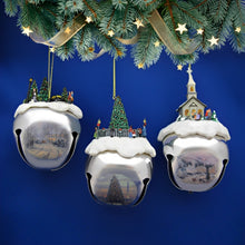 Load image into Gallery viewer, The Ashton-Drake Galleries Winter Sleigh Bells #15 Ornament Collection Set of 3 Christmas Decoration by Thomas Kinkade 3-inches - RCE Global Solutions