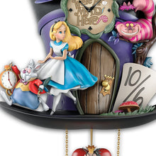 Load image into Gallery viewer, The Bradford Exchange Disney Alice in Wonderland Mad Hatter Musical Cuckoo Wall Clock Illuminates Fully Sculpted Characters Plays Song I'm Late 22"-Inches - RCE Global Solutions
