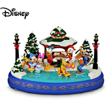 Load image into Gallery viewer, The Bradford Exchange Disney Christmas Cove Sculpture Mickey & Friends The Holidays Are Magic Illuminated Musical Christmas Decoration 6.25-inches