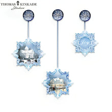 Load image into Gallery viewer, The Bradford Exchange Snow Delightful Ornaments Radiant Joys of the Season Illuminated Ornament Collection Set of 3 Collectible Ornaments with LED Lights Sparkling Glitter Christmas Decoration by Thomas Kinkade - RCE Global Solutions