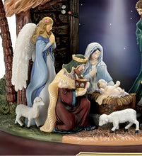 Load image into Gallery viewer, The Bradford Exchange Hawthorne Village Division Projection Nativity 'Oh Come All Ye Faithful' Nativity Sculpture Hand-Painted with Starry Projection & Illuminated Manger by Thomas Kinkade 8-Inches - RCE Global Solutions