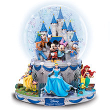 Load image into Gallery viewer, The Bradford Exchange Disney Magical Moments Rotating Musical Glitter Snow Globe featuring Mickey Minnie Goofy Donald Duck Cinderella Snow White Dopey Aladdin Jasmine Ariel Flounder Belle 7.25-Inches - RCE Global Solutions