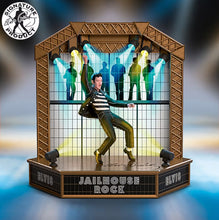 Load image into Gallery viewer, The Bradford Exchange Elvis Jailhouse Rock Sculpture Masterpiece Edition Hand-Painted Figurine with Illuminated Jailhouse Backdrop LED Spotlights and 2-Minute 30-Second Music 6-Inches