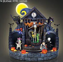 Load image into Gallery viewer, The Bradford Exchange Disney Tim Burton's The Nightmare Before Christmas Light-Up Musical Sculpture Built-in LED Lights & Rotating Figures Handcrafted Halloween Decor 8.75-inches
