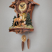Load image into Gallery viewer, The Bradford Exchange Whitetail Gathering Handcrafted Nature Wall Cuckoo Clock With Sculpted Deer Topped By a 10 Point Buck Sculpture Swinging Metal Pendulum and Pine Cone Weights 24"-Inches - RCE Global Solutions