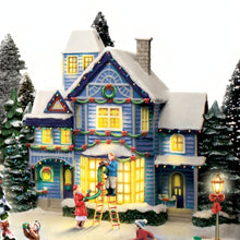 Load image into Gallery viewer, The Bradford Exchange Deck the Halls Thomas Kinkade Sounds of The Season Village Collection Issue #3 Hawthorne Village Division with LED Lights and Melodies Handcrafted Holiday Village Christmas Decoration Includes FREE Family Figurines - RCE Global Solutions