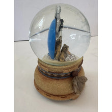 Load image into Gallery viewer, The Bradford Exchange Mystical Dreams Illuminated Musical Glitter Globe Collection Issue #5 "Nocturnal Guardian" Wolf Maiden Snow Globe Handcrafted Decor with LED Lights by Robin Koni 5-Inches