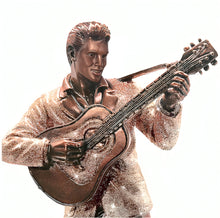 Load image into Gallery viewer, The Bradford Exchange Legendary King of Rock 'N Roll Elvis Presley Glittering Bronze-Toned Tribute Sculpture Limited Edition Collectible with Hand-Applied Glitter, Iconic Stance & Record Stack Pedestal 9-Inch - RCE Global Solutions