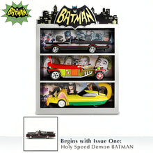 Load image into Gallery viewer, The Hamilton Collection Holy Speed Demon Race Into Action Car Sculpture Collection Issue #1 BATMAN Classic TV Series 1:24-Scale Car Sculpture Includes Iconic Batmobile and Villain Cars Custom Gotham City Display 10" W x 13" H x 4.5" D - RCE Global Solutions