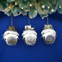 Load image into Gallery viewer, The Ashton-Drake Galleries Winter Sleigh Bells #10 Ornament Collection Set of 3 Christmas Decoration by Thomas Kinkade 3-inches - RCE Global Solutions
