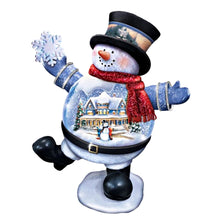 Load image into Gallery viewer, The Bradford Exchange Thomas Kinkade Snow Bellies Snowglobe Collection Issue #1 “Snow Day” Illuminated Snowman Village Scene 7-inches