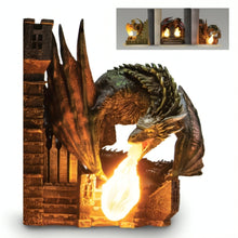 Load image into Gallery viewer, The Bradford Exchange Game of Thrones Bookends Collection Issue #3: Rhaegal Handcrafted Sculptural with LED Light-Up Fire Effects Perfect Favourite Books 5-inches - RCE Global Solutions