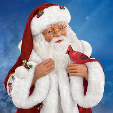 Load image into Gallery viewer, The Ashton-Drake Galleries Karen Vander Logt Winter Blessings Musical Santa Doll Handcrafted Hand Painted Holds Glittery Cardinal 23-inches - RCE Global Solutions
