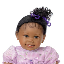 Load image into Gallery viewer, The Ashton-Drake Galleries Ayana African-American Lifelike Baby Girl Collectible Doll Realistic Baby Doll with Big Brown Eyes, Curly Hair, and Melody-Playing Satin-Trimmed Blanket by Linda Murray 20-Inches - RCE Global Solutions