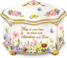 Load image into Gallery viewer, The Bradford Exchange A Garden of Love Hand-Glazed Ivory-Color Music Box Adorned with Nature Art by Marjolein Bastin and Features A Scalloped-Edge Lid with 22K-Gold Accents - RCE Global Solutions