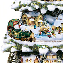 Load image into Gallery viewer, The Bradford Exchange Thomas Kinkade Wonderland Express Christmas Tree Decoration With Santa Sleigh Topper Lights Moving Train and Music With 8 Beloved Xmas Carols 16"-Inches - RCE Global Solutions