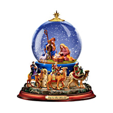Load image into Gallery viewer, The Bradford Exchange Thomas Kinkade Studios Journey of the Magic Nativity Musical Snowglobe “Joy to the World” 6.5-inches
