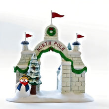 Load image into Gallery viewer, The Bradford Exchange Thomas Kinkade North Pole Village Issue #5: North Pole Gate Accesory Handcrafted Hand-Painted Christmas Village Collectible Holiday Decor by Hawthorne Village 5-inches