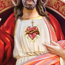 Load image into Gallery viewer, The Bradford Exchange Sacred Heart of Jesus Plate Officially Licensed by Vatican Observatory Hand-Crafted Heirloom Porcelain 22K Gold Accents Glittering Garnet Rhinestones Free Prayer Card 11-inches - RCE Global Solutions