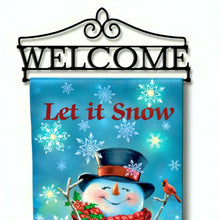 Load image into Gallery viewer, The Bradford Exchange Let It Snow Welcoming the Seasons Welcome Sign Collection with Light-Up Christmas Banners 24-Hour Timer Seasonal Accents and Metal 'WELCOME' Display by Dona Gelsinger 36-inches - RCE Global Solutions