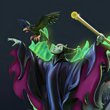 Load image into Gallery viewer, The Bradford Exchange Disney Villains So Many Curses, So Little Time Maleficent Hand-Painted Glow-in-the-Dark Musical Glitter Globe Fully Sculpted Maleficent Dragon Raven and Goons Iconic Costume Details with Swirling Glitter 7.5” H x 7.75” W x 6.5” D - RCE Global Solutions